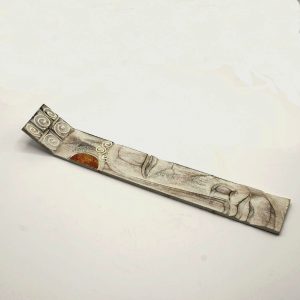 BARCHETTA BRUCIA INCENSO IN LEGNO - VISO DI BUDDHA BIANCO