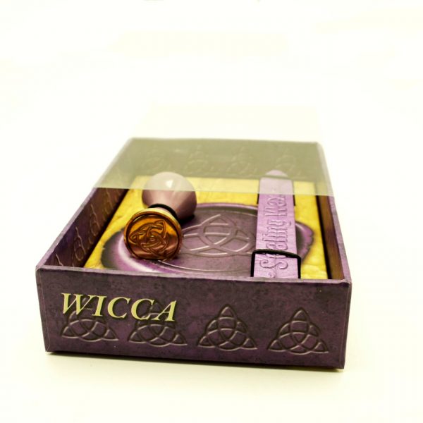 KIT TIMBRO WICCA CON TRIQUETRA E CERALACCA VIOLA