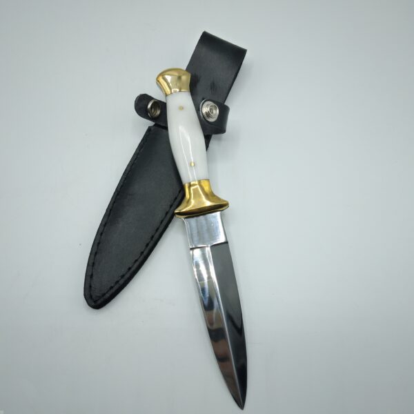 ATHAME - PUGNALE CON FODERO IN PELLE E MANICO IN ONICE BIANCA