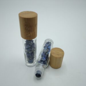 BOCCETTA ROLL-ON CON LAPISLAZZULI E TAPPO IN LEGNO - VUOTA