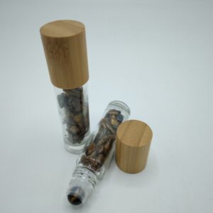 BOCCETTA ROLL-ON CON OCCHIO DI TIGRE E TAPPO DI LEGNO - VUOTA
