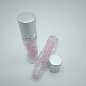 BOCCETTA ROLL-ON CON QUARZO ROSA E TAPPO IN PLASTICA - VUOTA