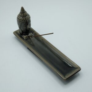 BRUCIA INCENSO IN CERAMICA GRIGIO - TESTA DI BUDDHA