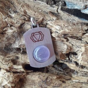 CIONDOLO IN ACCIAIO CON AMETISTA- 6 CHAKRA