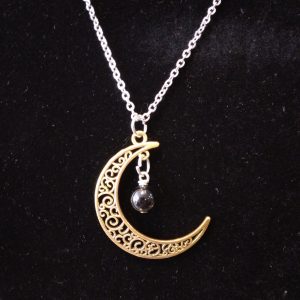 COLLANA CON LUNA INTARSIATA E OSSIDIANA