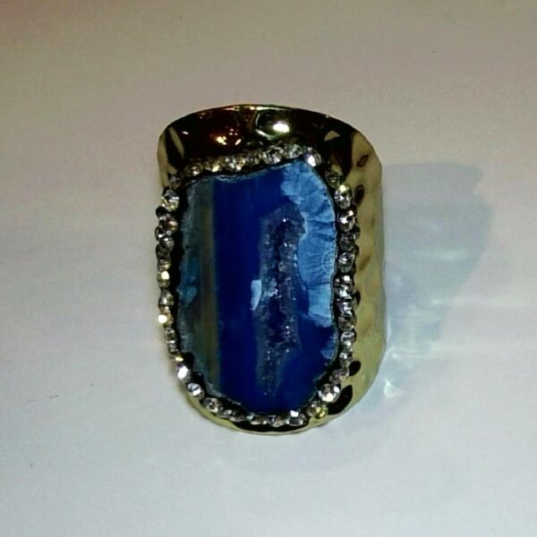 ANELLO FASCIA IN AGATA BLU