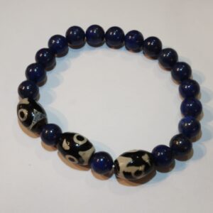 BRACCIALE LAPIS CON TRE DZI IN AGATA