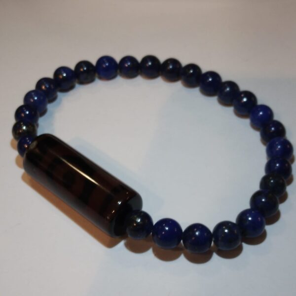 BRACCIALE LAPISLAZZULI CON AGATA NERA/MARRONE