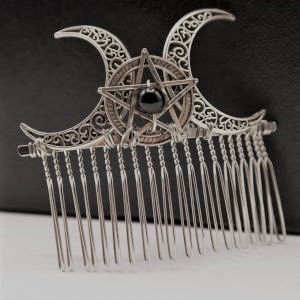 FERMAGLIO CON PENTACOLO E TRIPLA LUNA