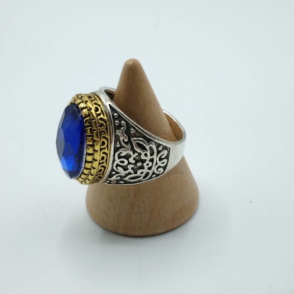 ANELLO CON PIETRA SINTETICA BLU OVALE - immagine 2