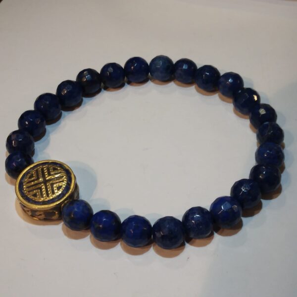 BRACCIALE IN LAPIS CON AMULETO DORATO-CM 1,5