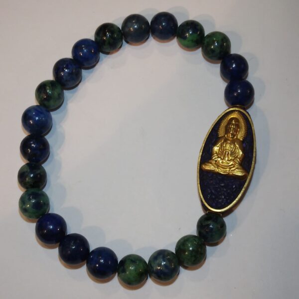 BRACCIALE LAPIS-AZZURRITE MALACHITE E AMULETO