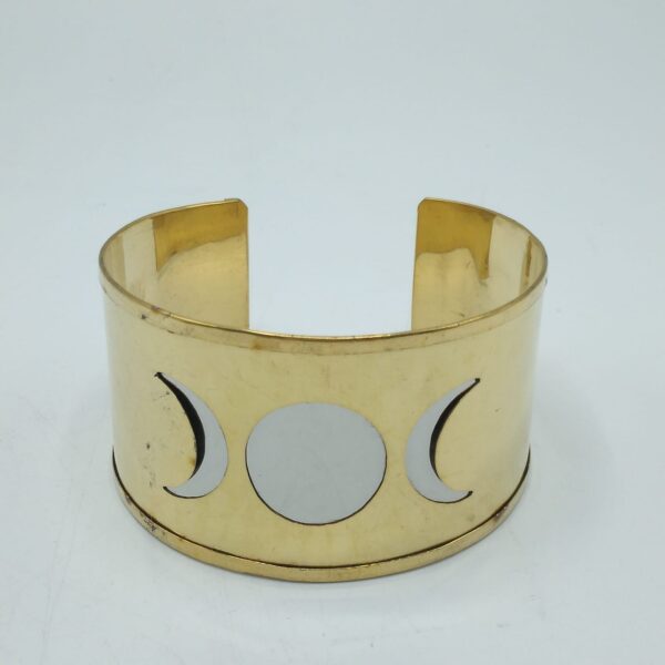 BRACCIALE LARGO OTTONE CON TRIPLA LUNA