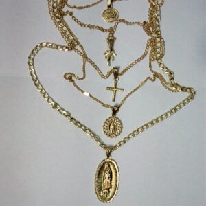 COLLANA 5 FILI E 5 PENDENTI-CM 25