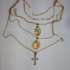 COLLANA 5 FILI E 3 PENDENTI-CM 32