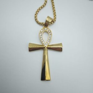 COLLANA DORATA CON ANKH E STRASS