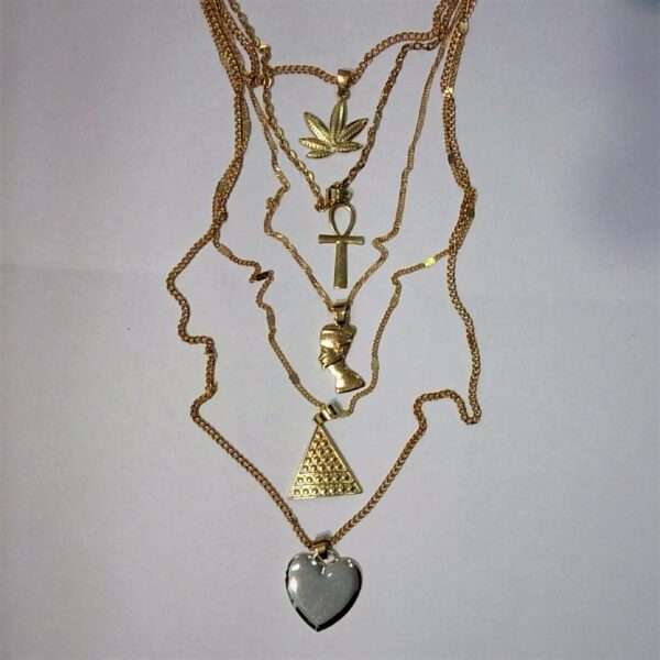 COLLANA 5 FILI E 5 PENDENTI-CM 30