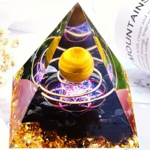 ORGONE PIRAMIDE OSSIDIANA-FIORE DELLA VITA