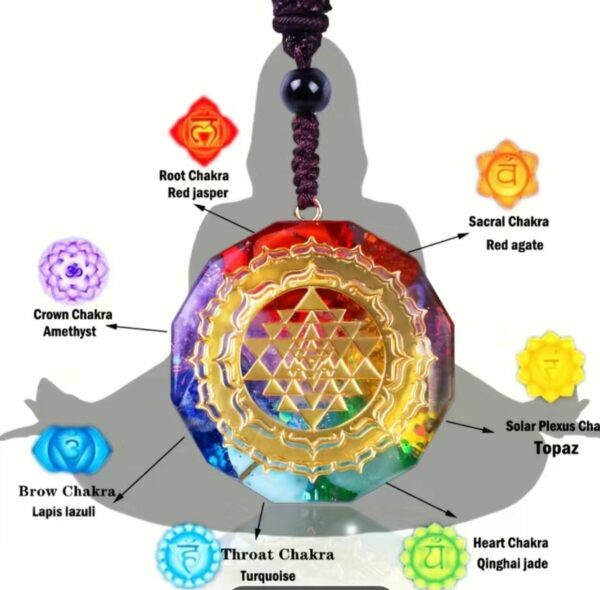 COLLANA CON ORGONE-7 CHAKRA E YANTRA - immagine 3