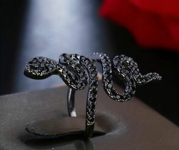 ANELLO SERPENTE-ZIRCONI NERI - immagine 2
