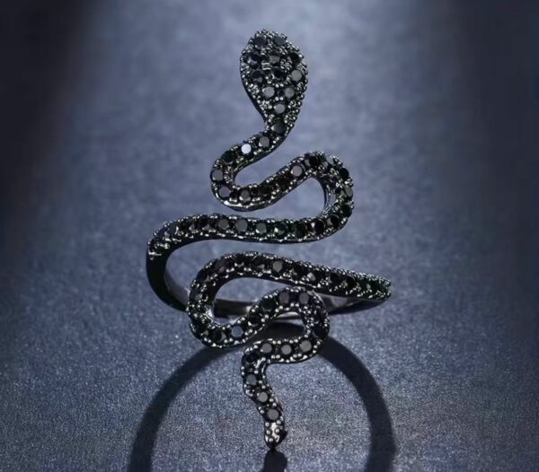 ANELLO SERPENTE-ZIRCONI NERI - immagine 3