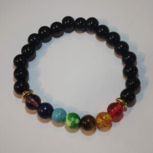 BRACCIALE IN OSSIDIANA E 7 PIETRE CHAKRA