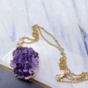 COLLANA CON MINI DRUSA DI AMETISTA