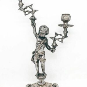 CANDELABRO IN BRONZO ARGENTATO