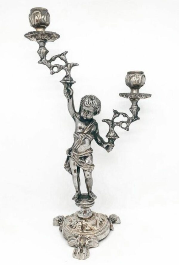 CANDELABRO IN BRONZO ARGENTATO