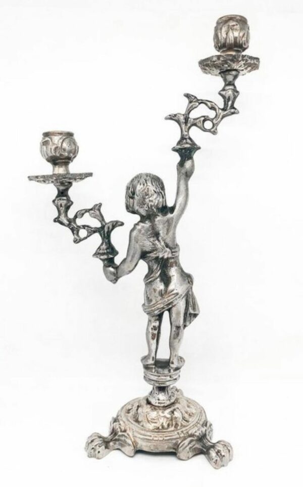 CANDELABRO IN BRONZO ARGENTATO - immagine 2
