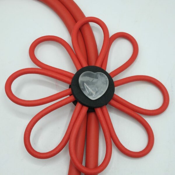 COLLANA CON FIORE E CUORE IN CRISTALLO DI ROCCA - immagine 3