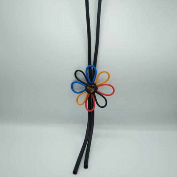 COLLANA CON FIORE E CUORE IN OCCHIO DI TIGRE - immagine 2