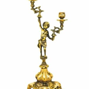 COPPIA DI CANDELABRI IN OTTONE