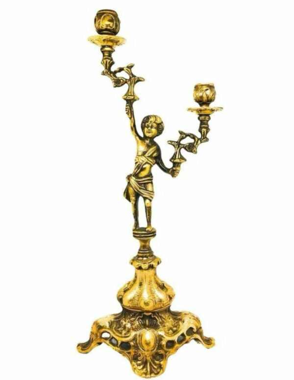 COPPIA DI CANDELABRI IN OTTONE