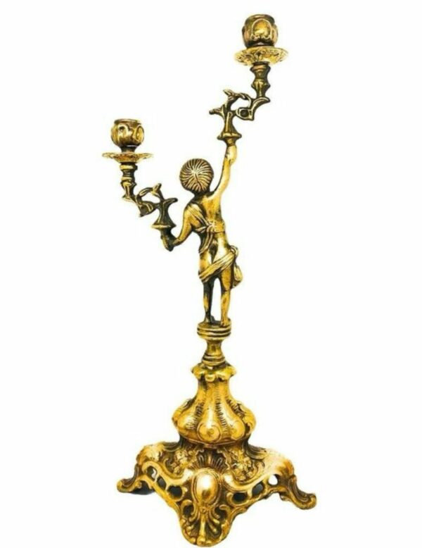 COPPIA DI CANDELABRI IN OTTONE - immagine 2