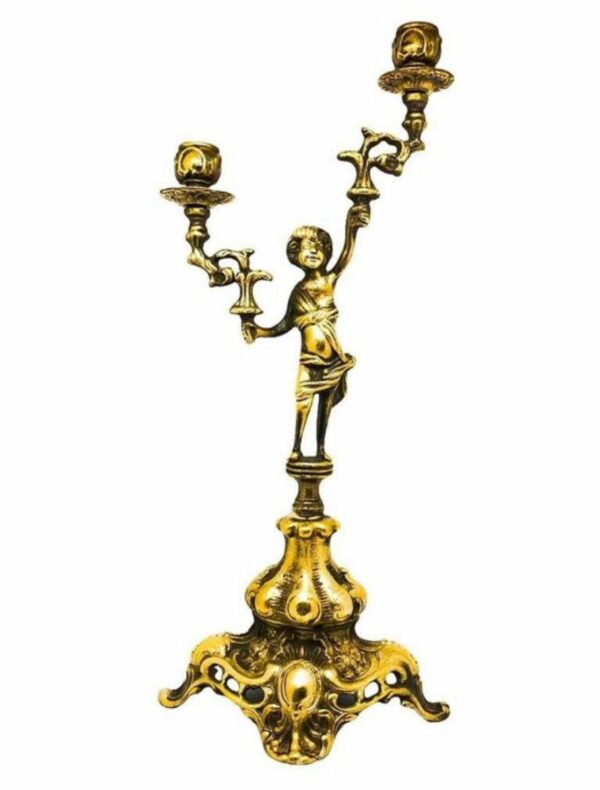 COPPIA DI CANDELABRI IN OTTONE - immagine 3