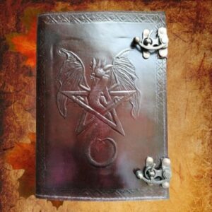 GRIMORIO IN PELLE-PENTAGRAMMA E DRAGO