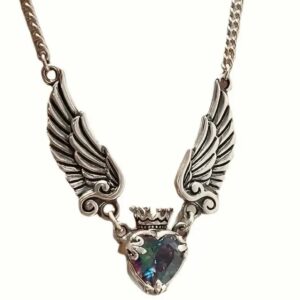 COLLANA CON CUORE E ALI IN ACCIAIO