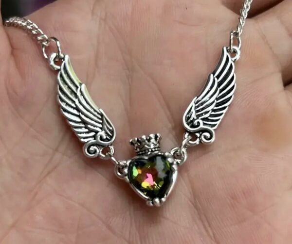 COLLANA CON CUORE E ALI IN ACCIAIO - immagine 3