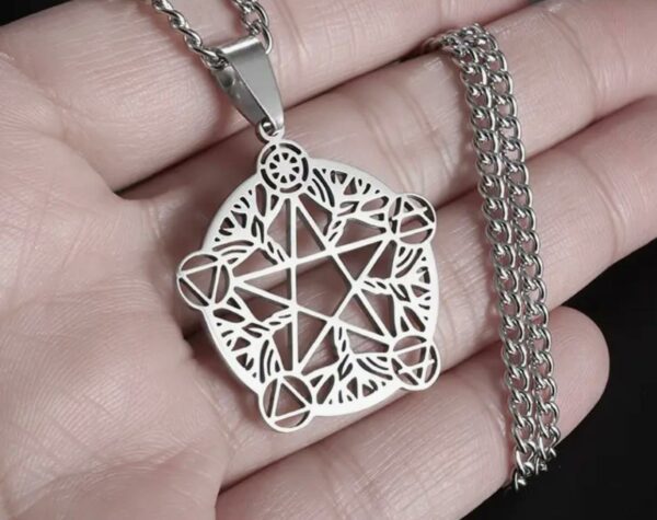 COLLANA CON PENTACOLO ARGENTATA-CM 2,5